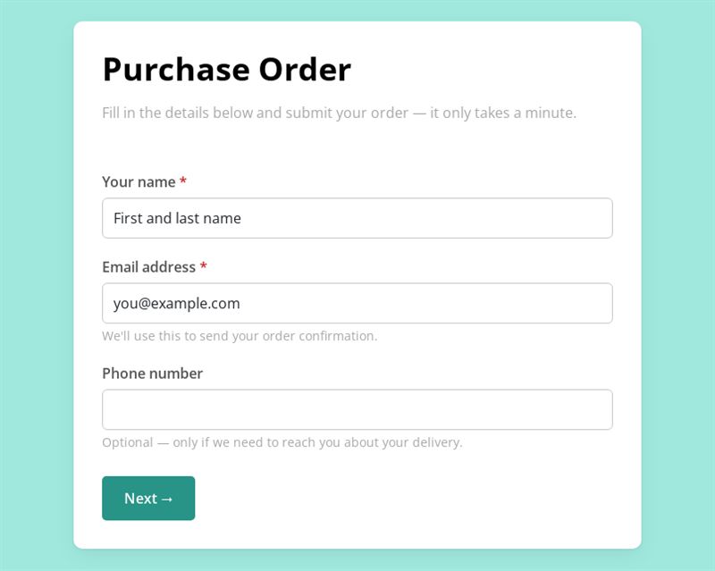 Purchase Order Request Form
