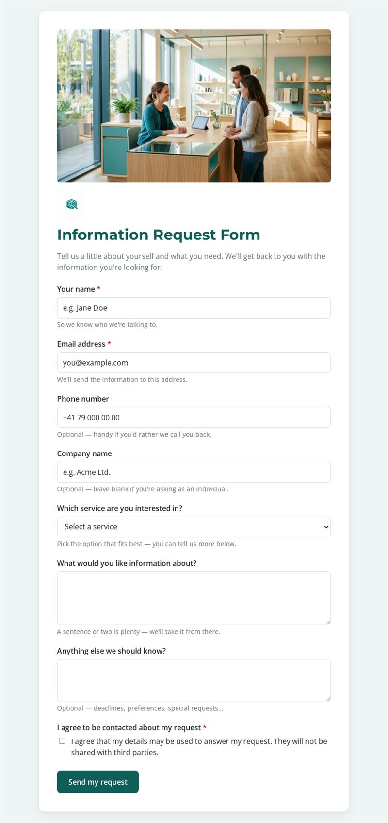 Product or service information request