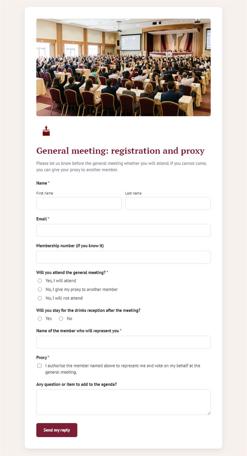 General meeting: registration and proxy
