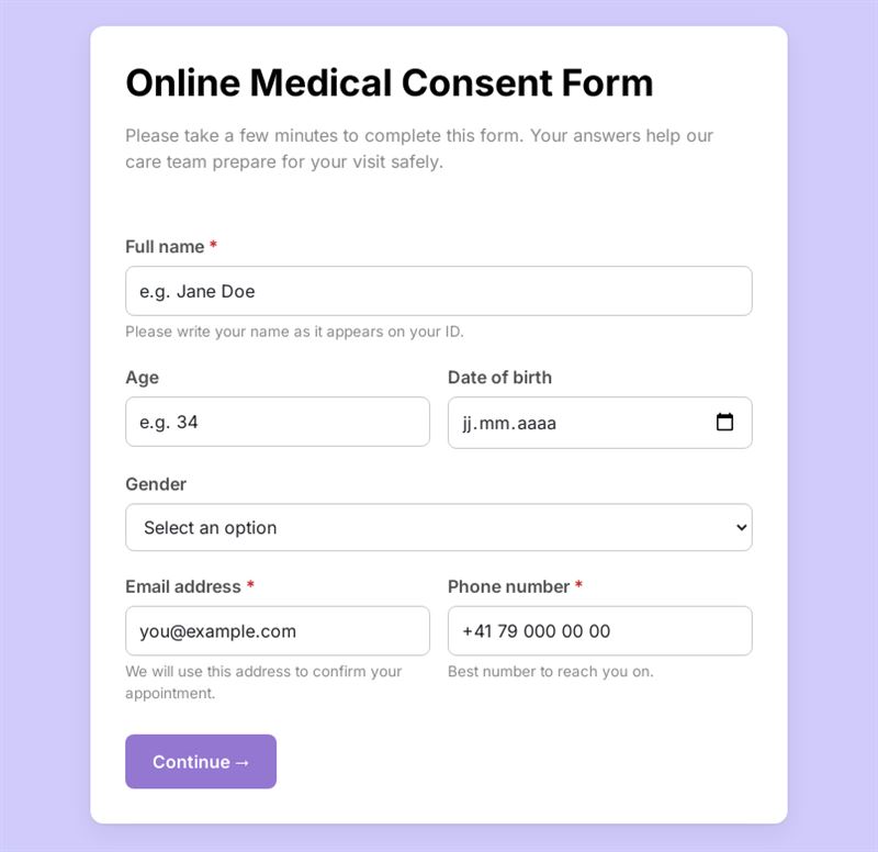 Online Medical Consent Form