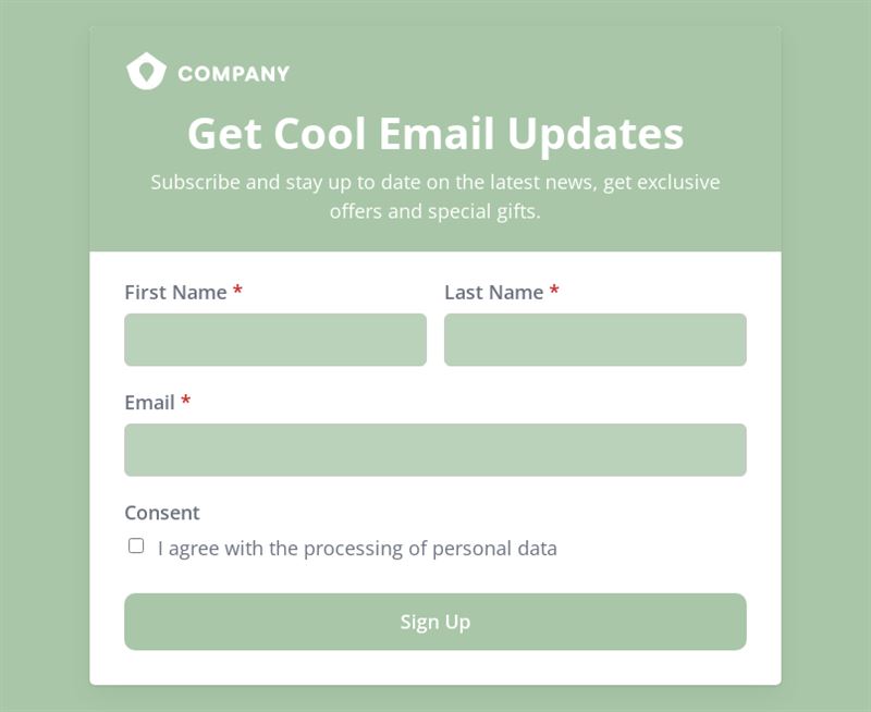 Email Newsletter Sign Up