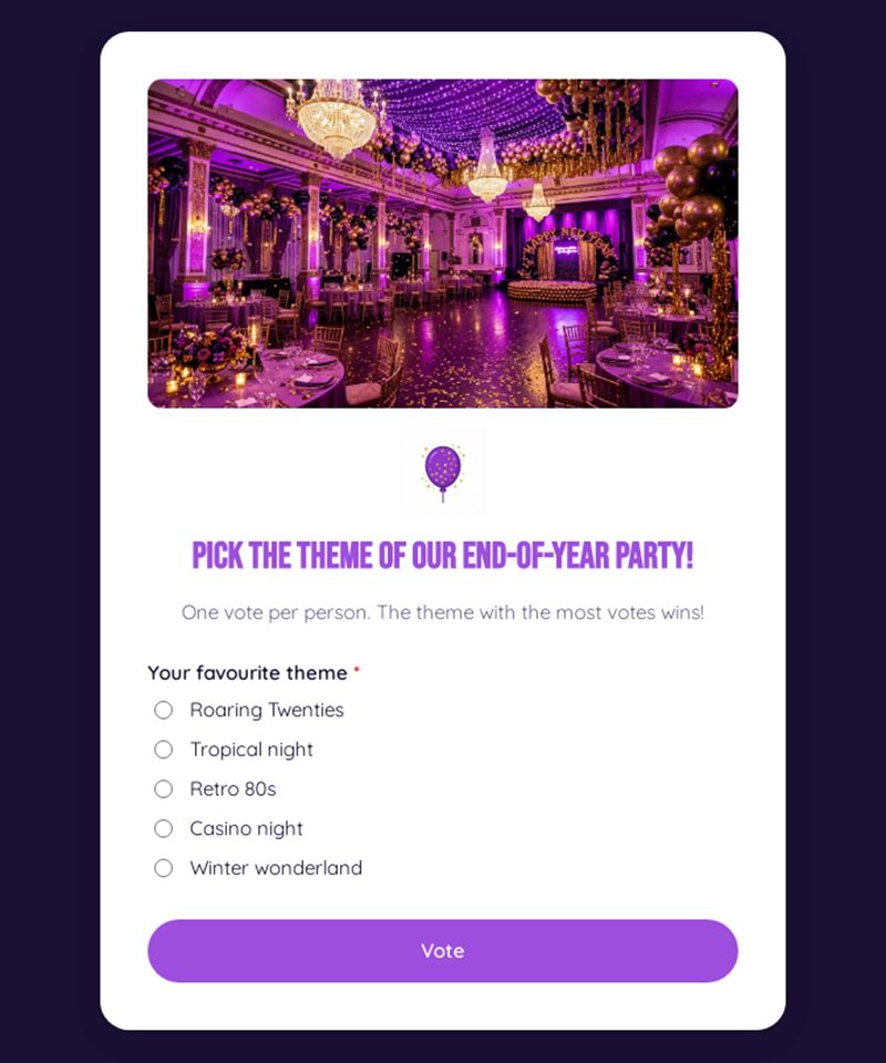 Pick the theme of our end-of-year party!