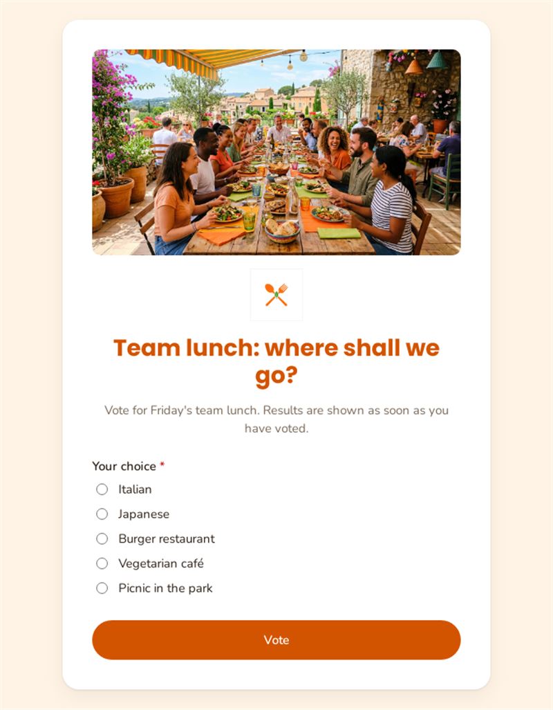Team lunch: where shall we go?