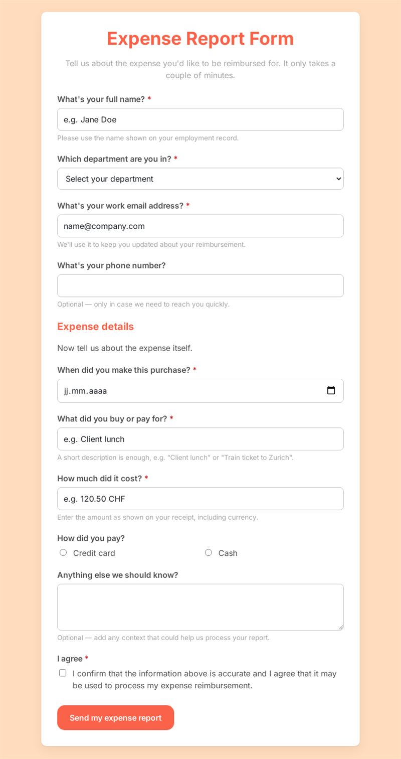 Expense Report Submission Form