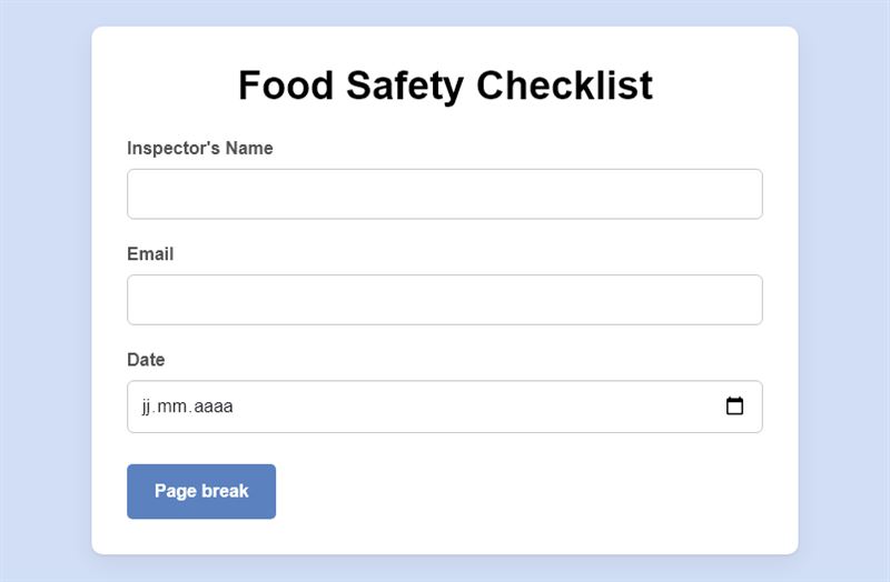Food Safety Checklist