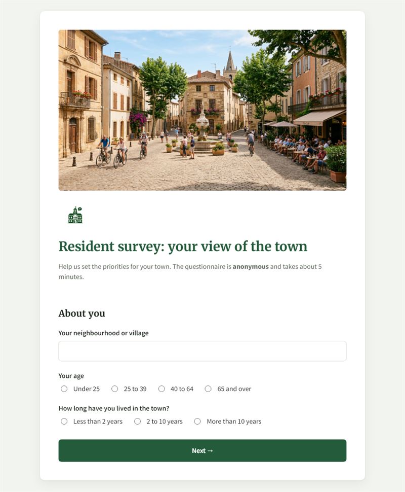 Resident survey: your view of the town