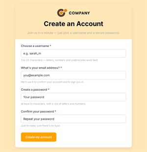 Create Account Registration Form