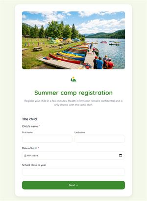 Summer camp registration
