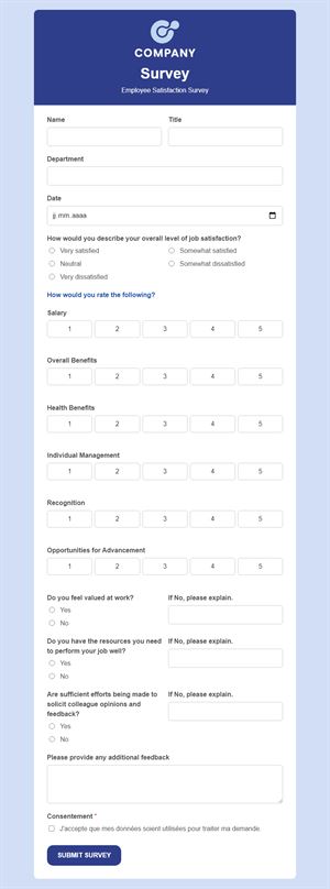 Customer Survey and Feedback Form