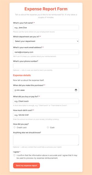 Expense Report Submission Form
