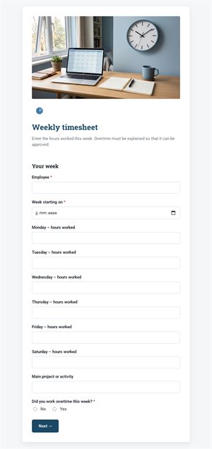 Weekly timesheet