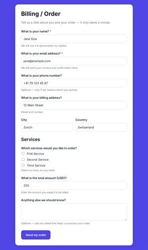 Billing and Order Form