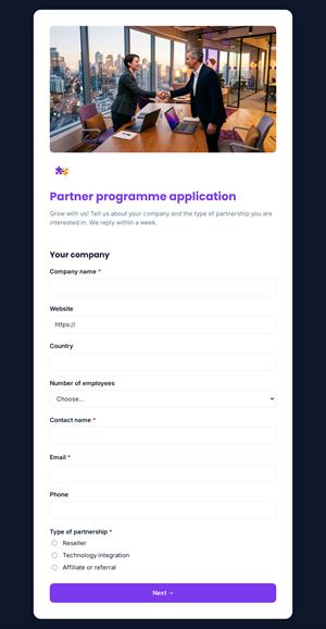 Partner programme application