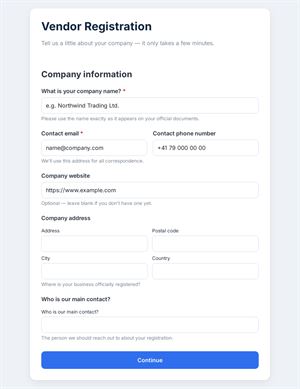 Streamlined Vendor Registration Form