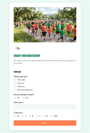 Charity run registration