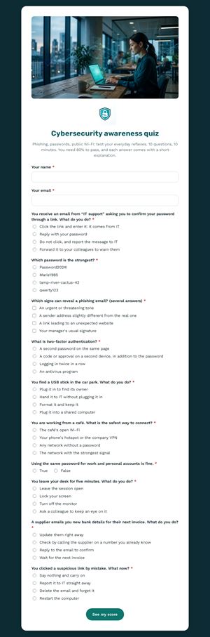 Cybersecurity awareness quiz