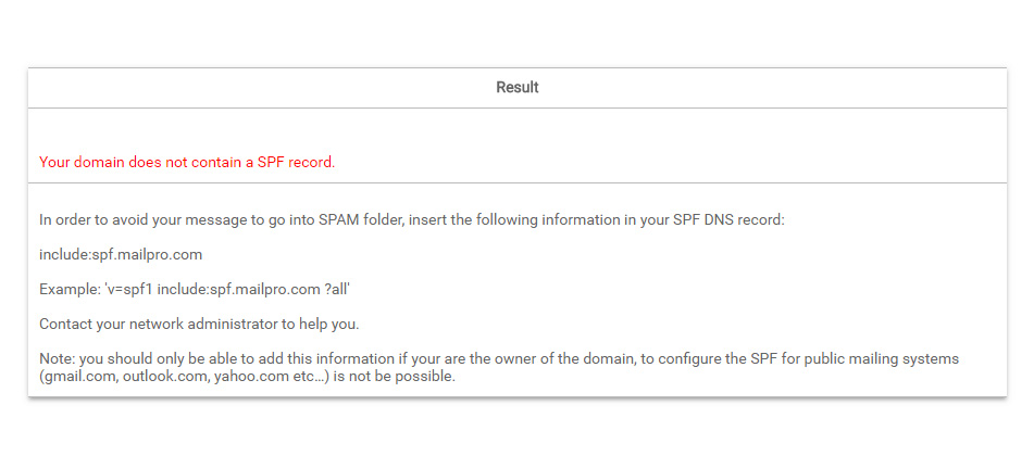 SPF (Sender Policy Framework) in Mailpro