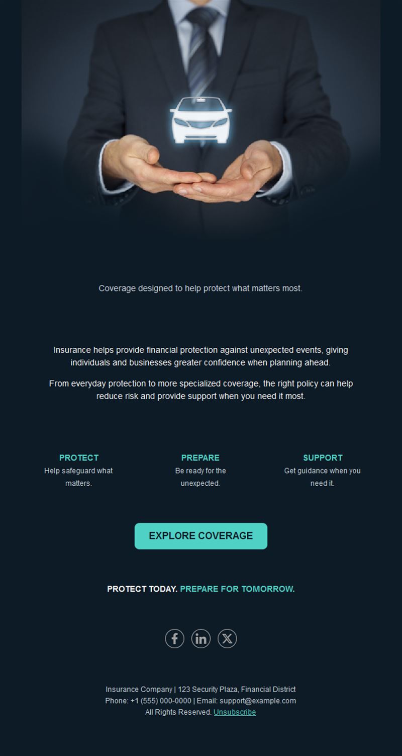 Dark car insurance email template