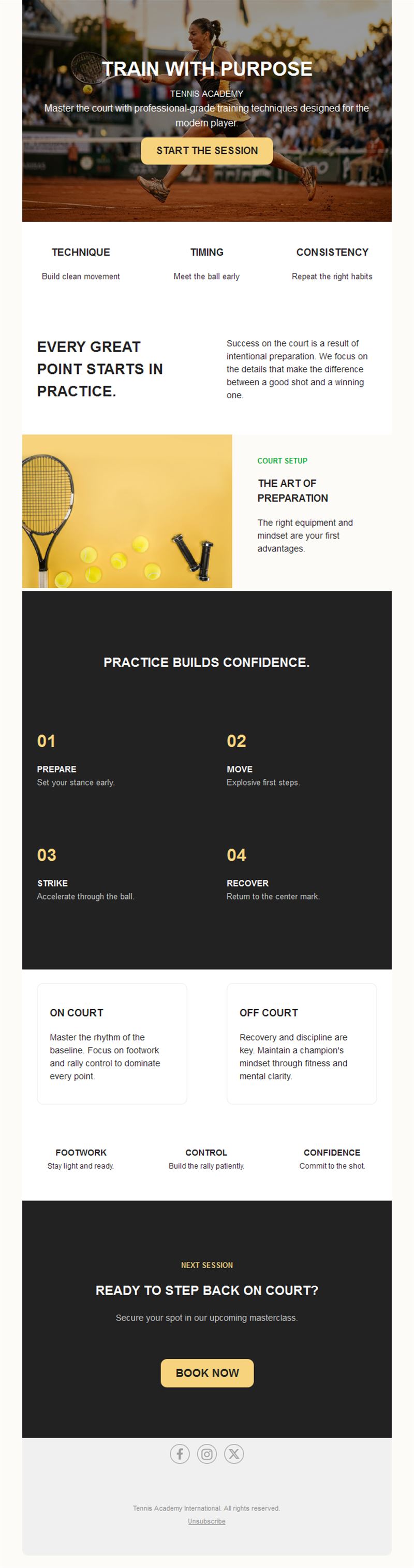 Tennis academy training email