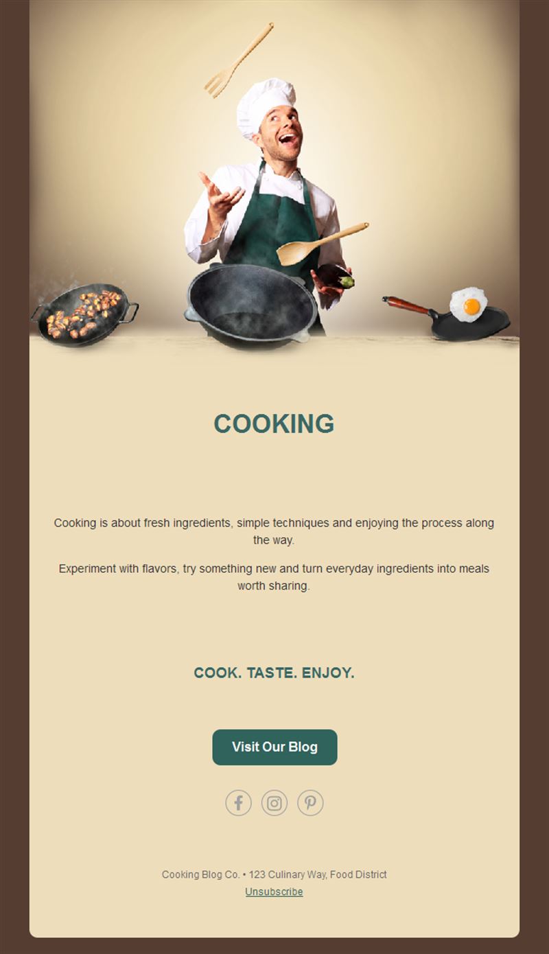 Fun chef cooking blog email template