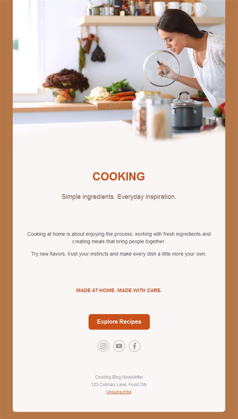 Copper home cooking email template