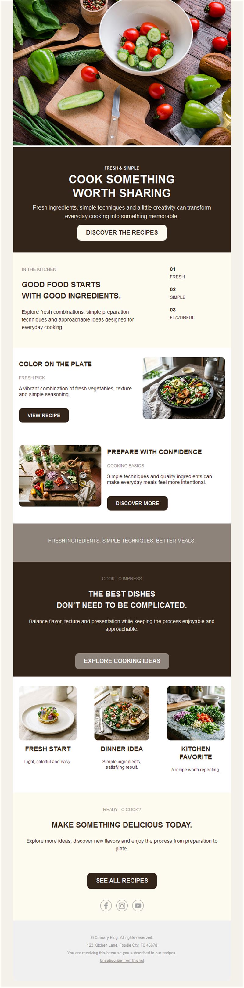 Fresh vegetables recipe newsletter