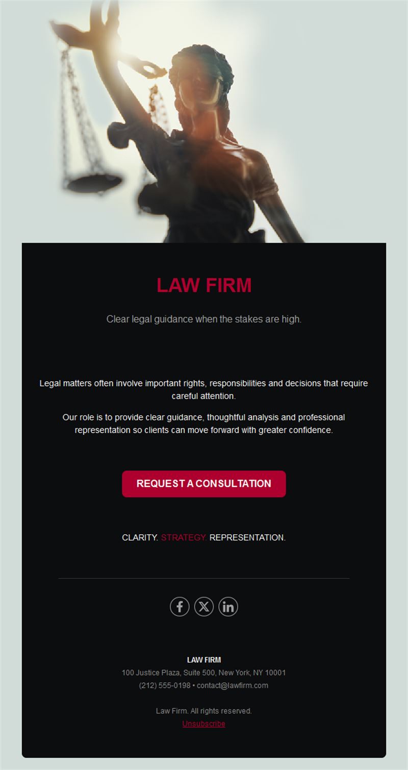 Black and red law firm email template