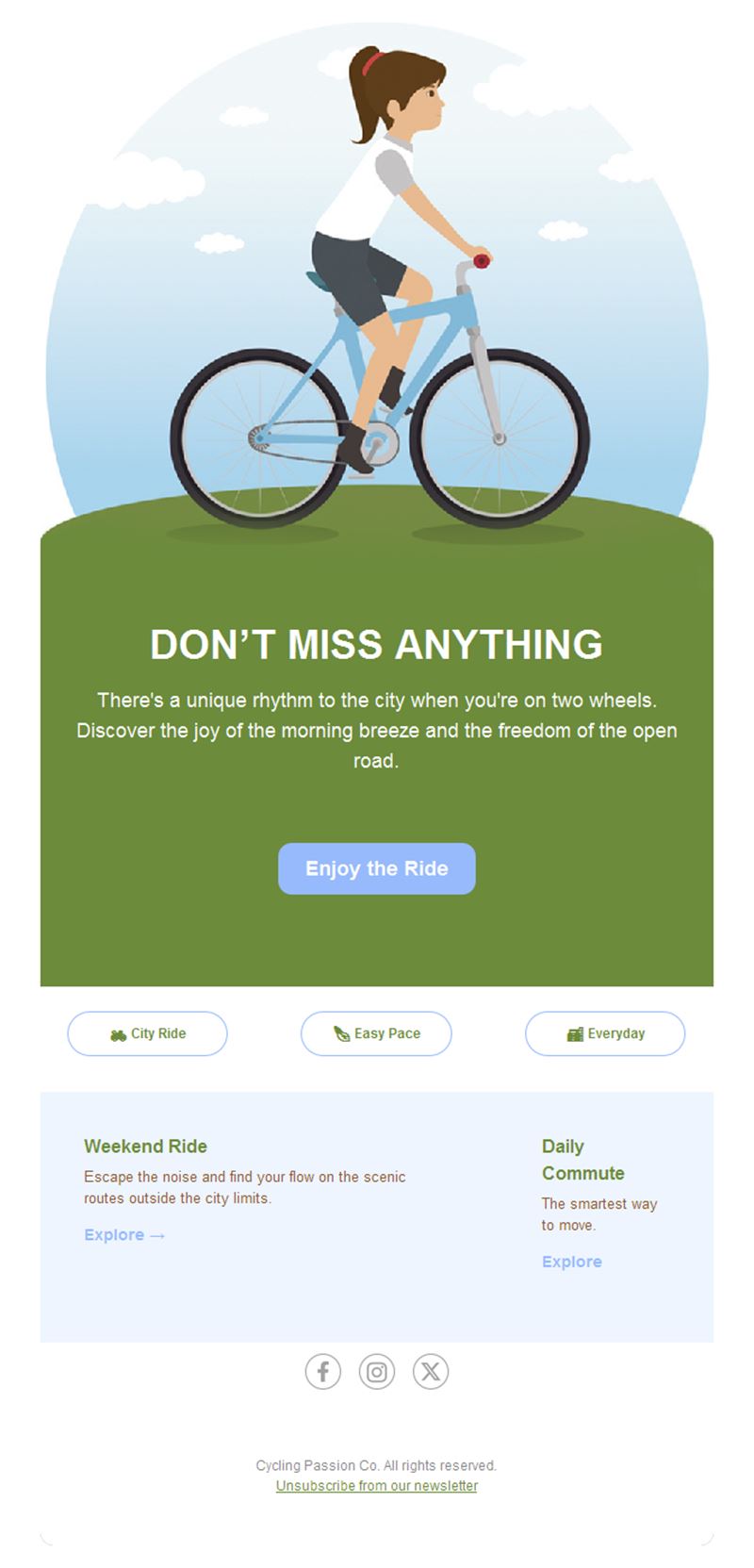 Illustrated city cycling email template