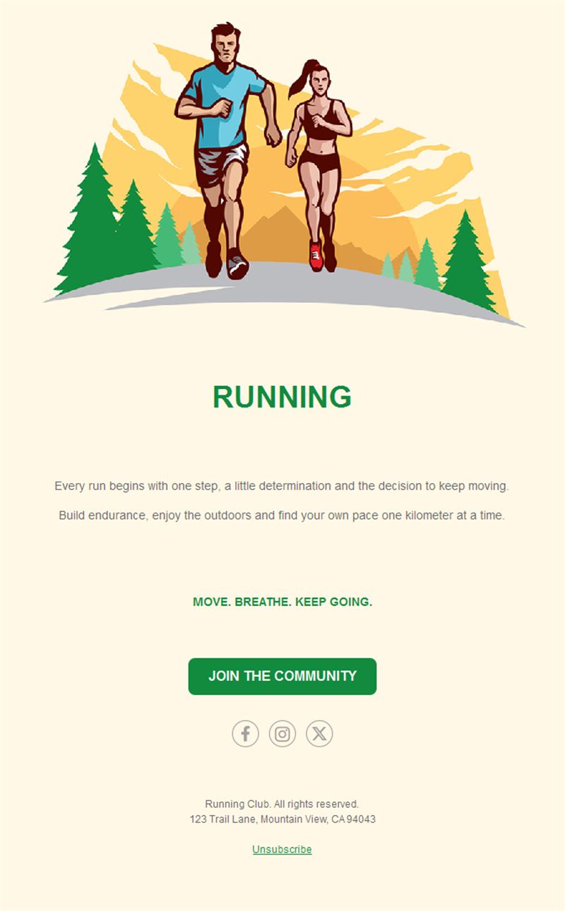 Illustrated outdoor running club email