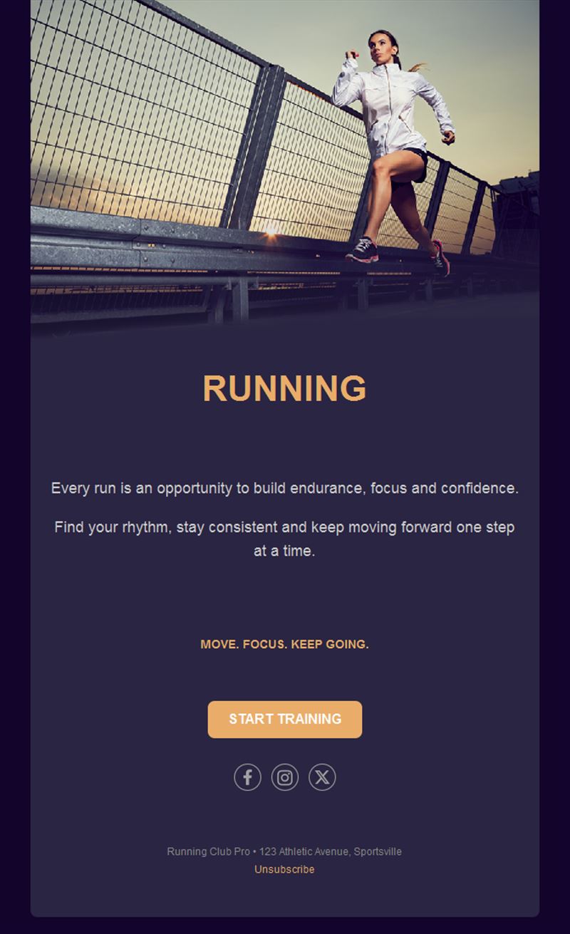 Purple urban running email template