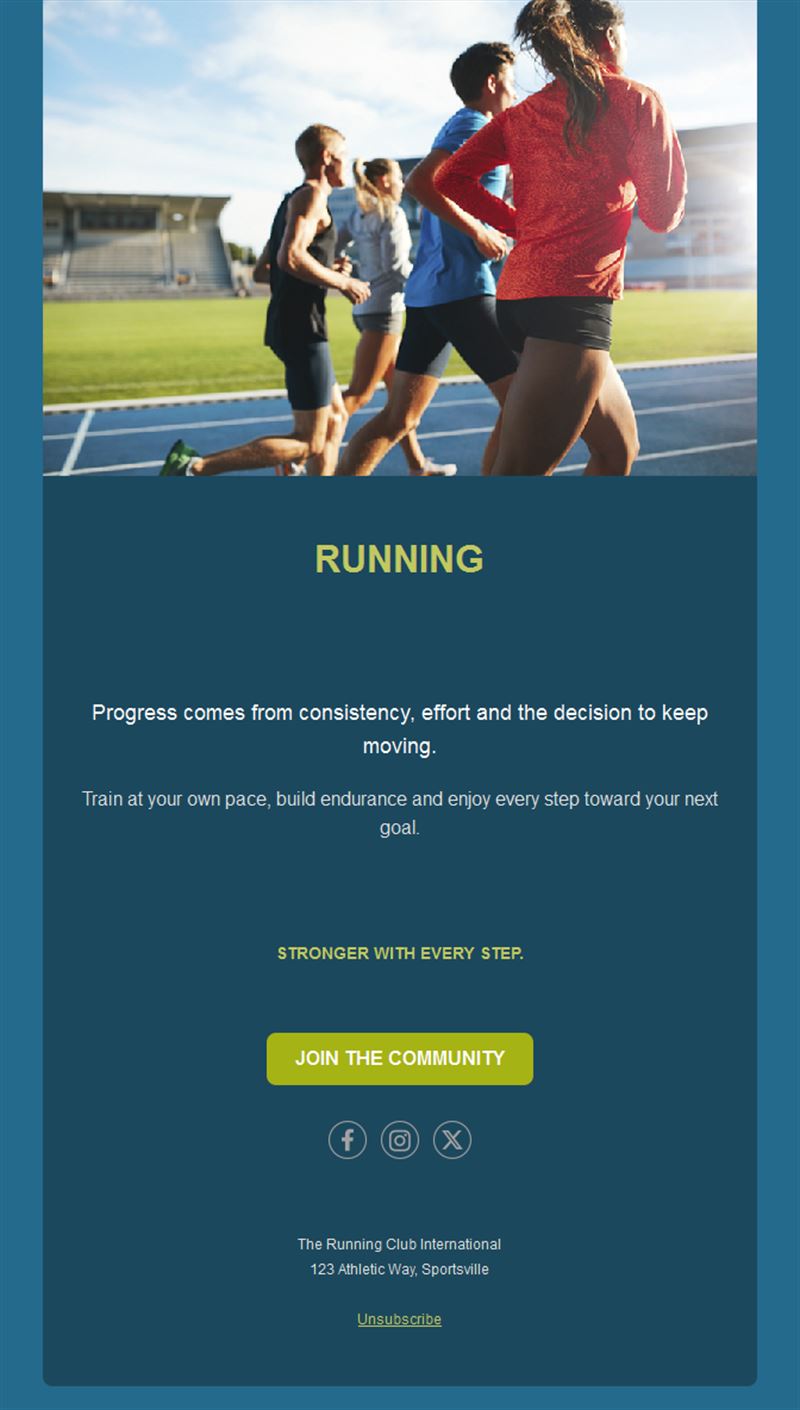 Teal running track club email
