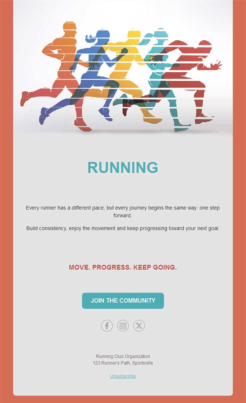 Colorful running club email template