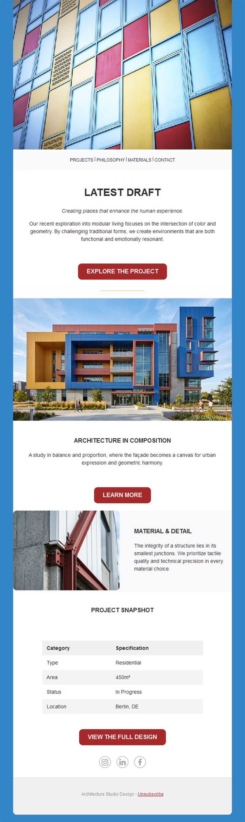 Colorful facade architecture newsletter