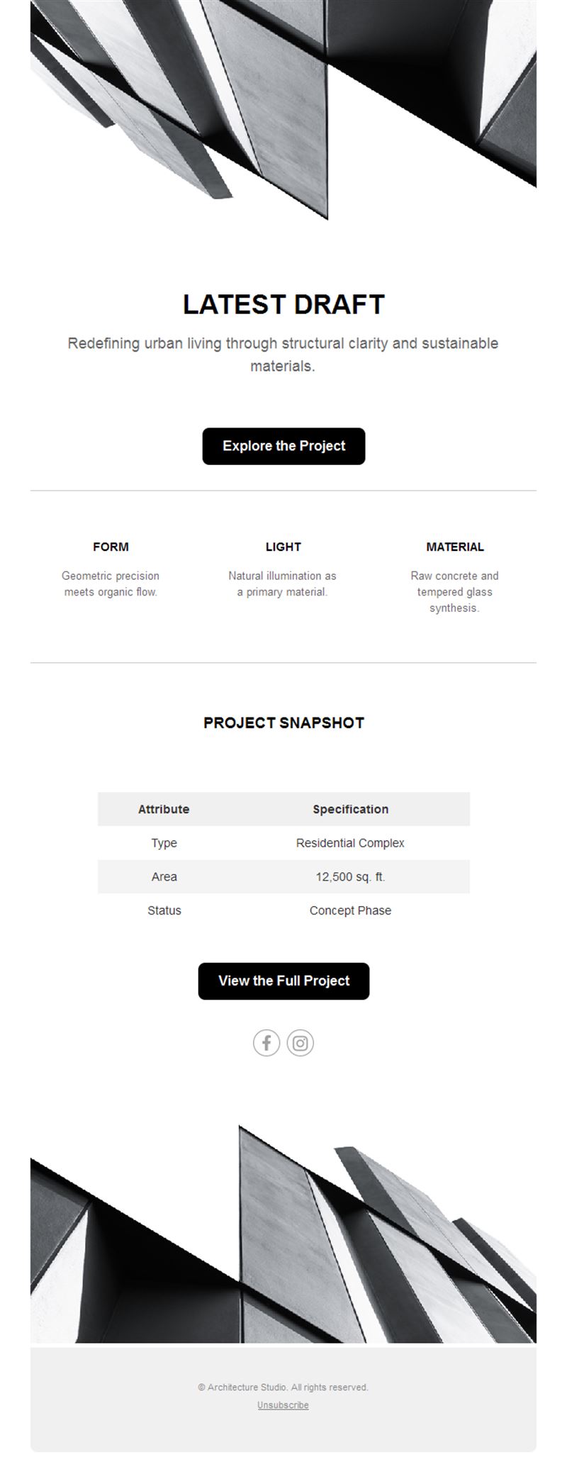 Minimalist architecture project email template