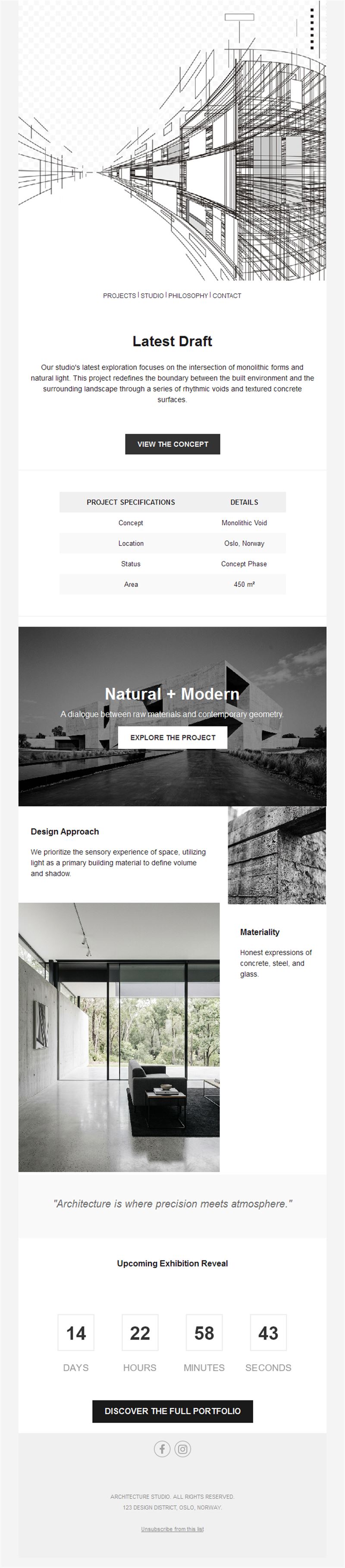 Architectural sketch project email template