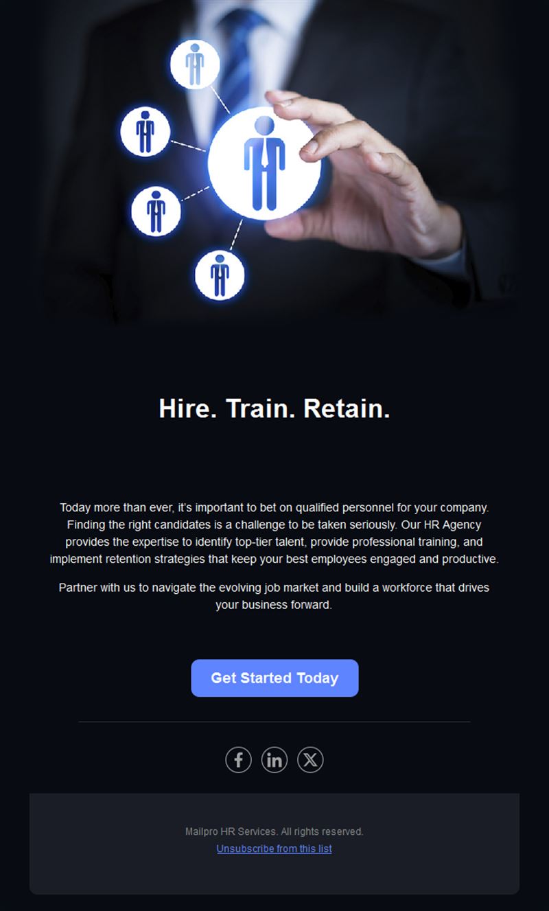 Hire train retain HR services email