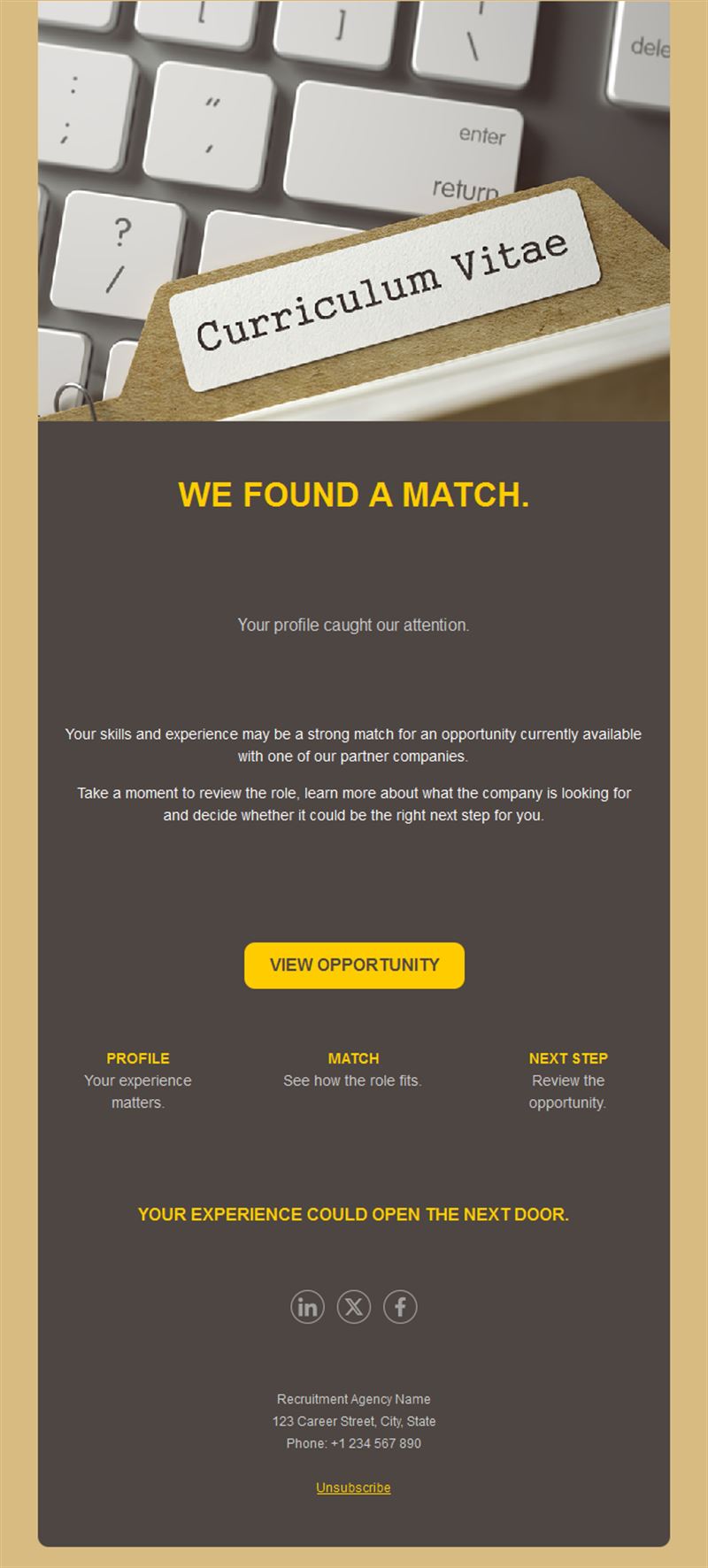 CV match recruiting email template