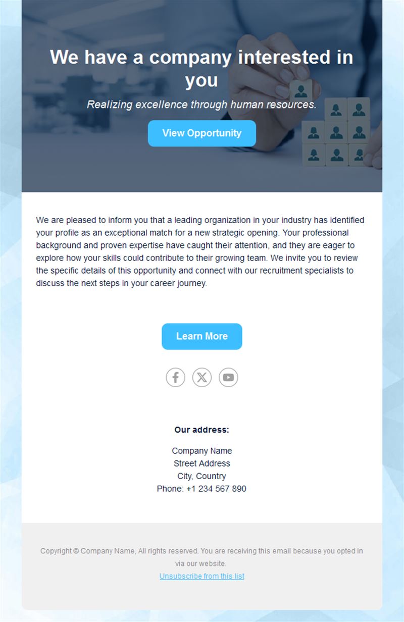 Recruiter job opportunity email template