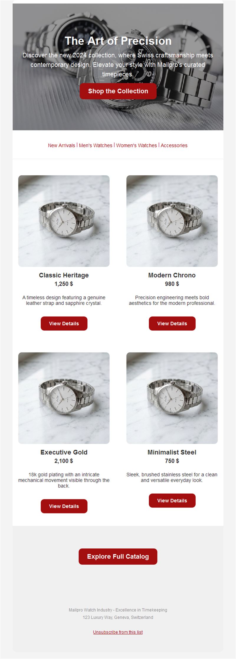 Luxury watch collection shop email