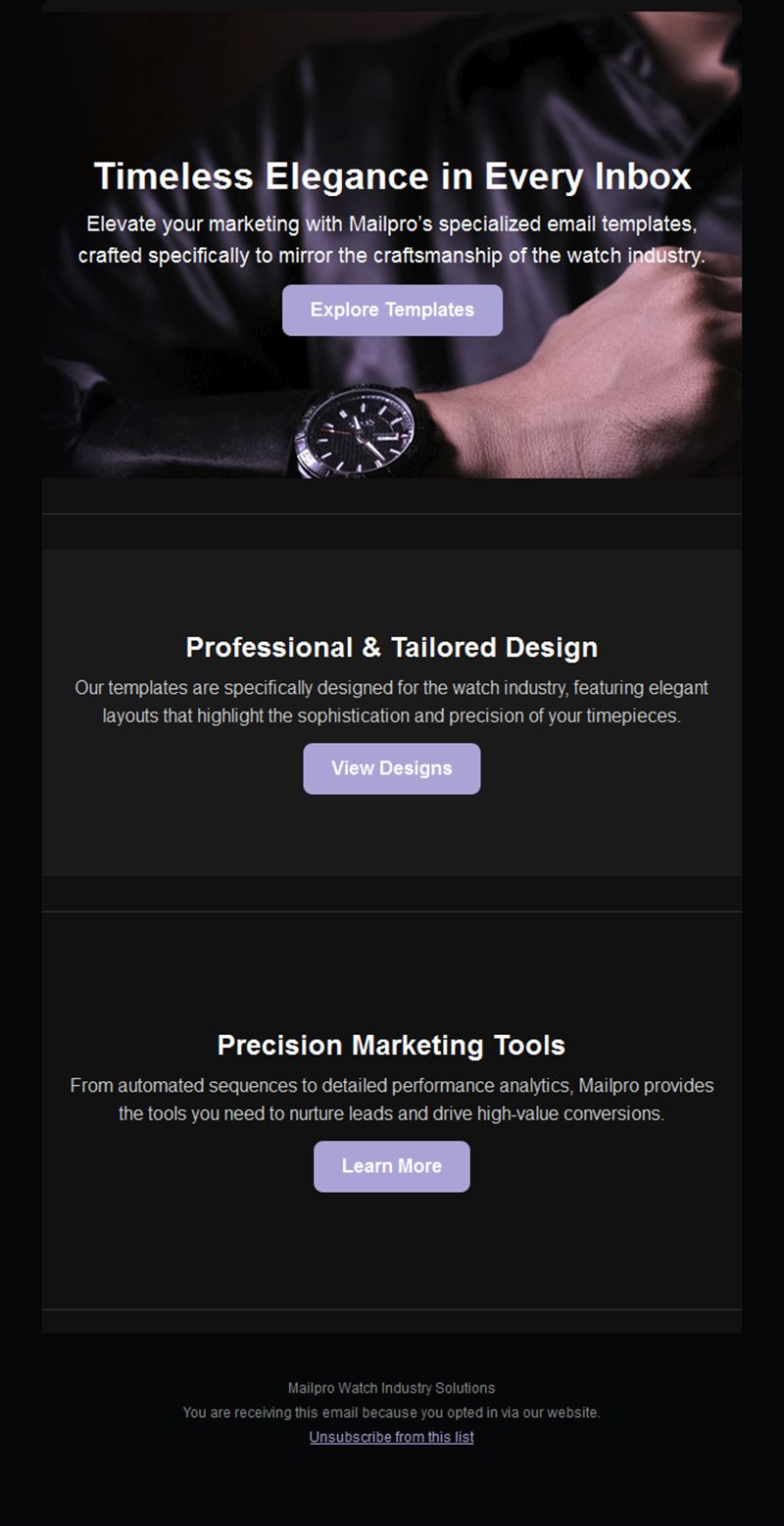 Dark purple watch brand email