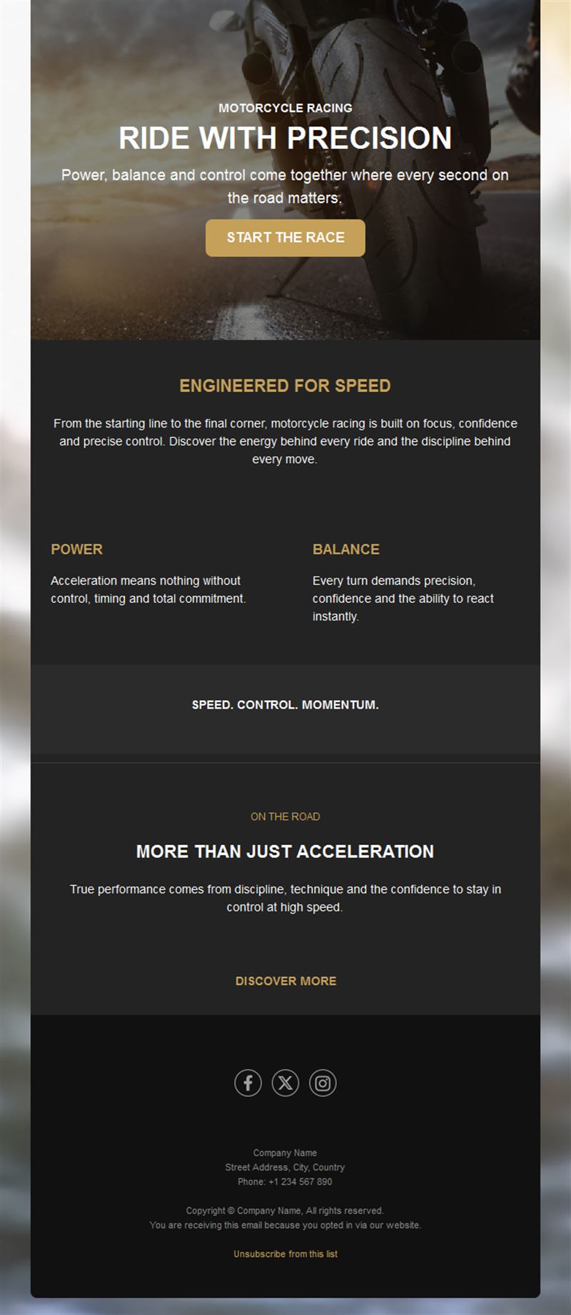 Motorcycle racing newsletter template