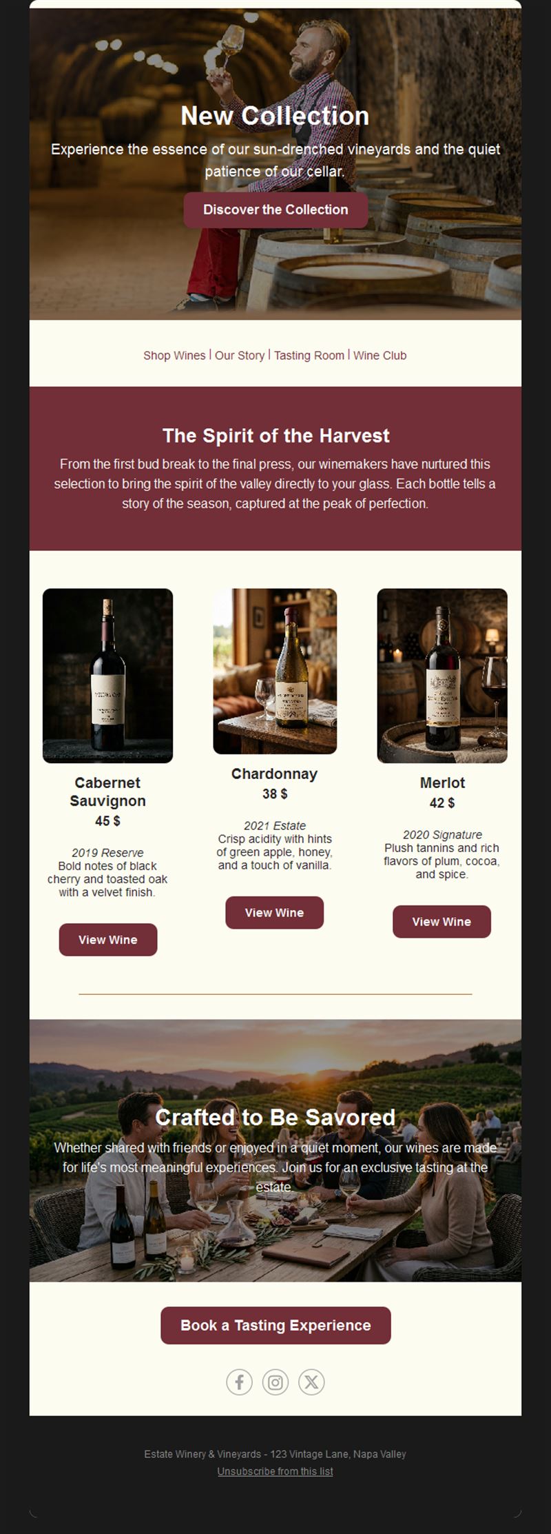 Winemaker harvest collection email