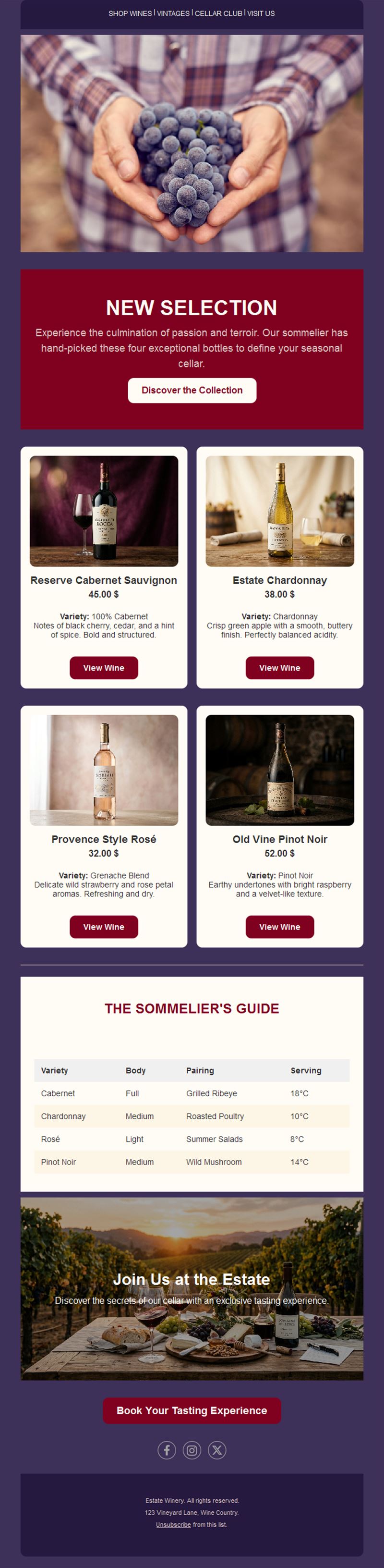Burgundy wine selection newsletter