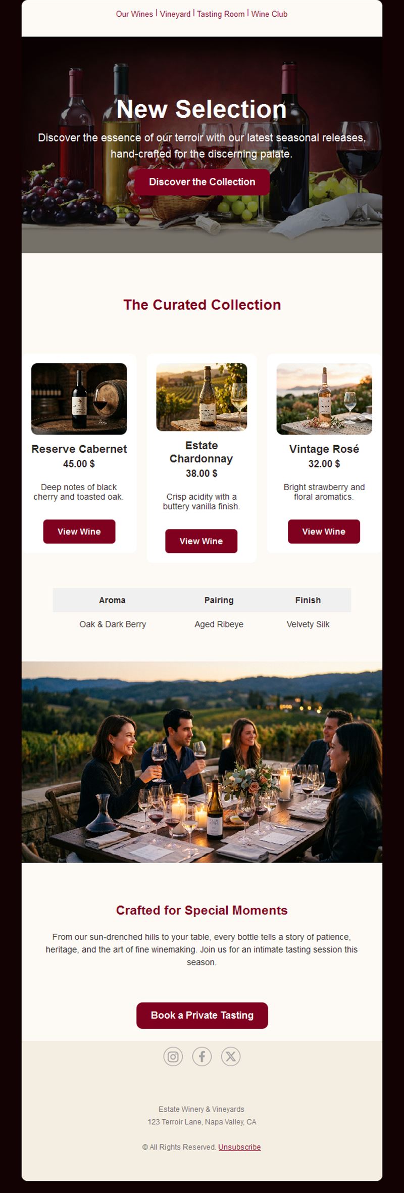 Curated wine collection email