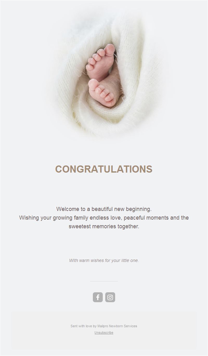 Baby feet newborn congratulations email