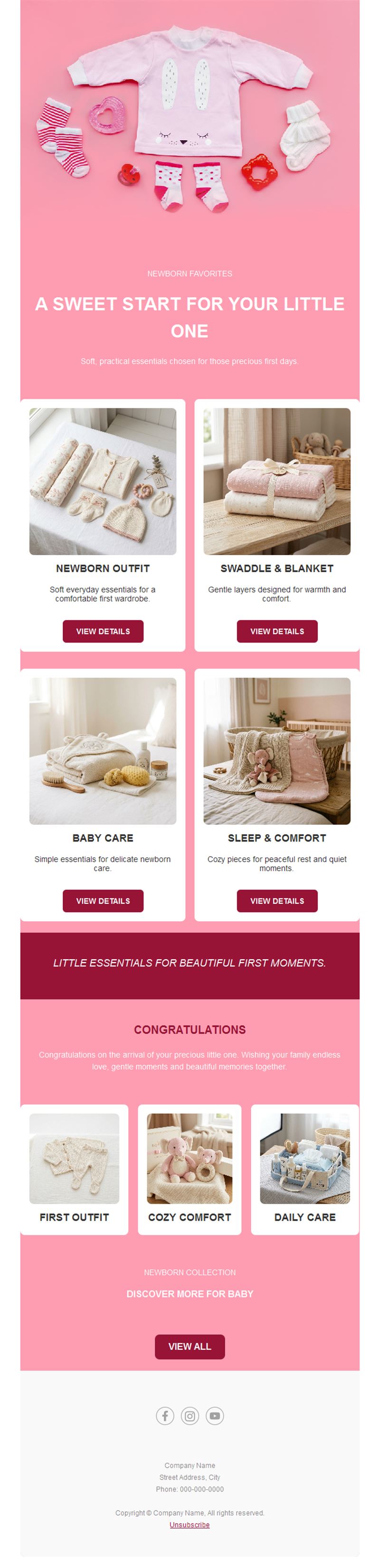 Pink baby shop newsletter template