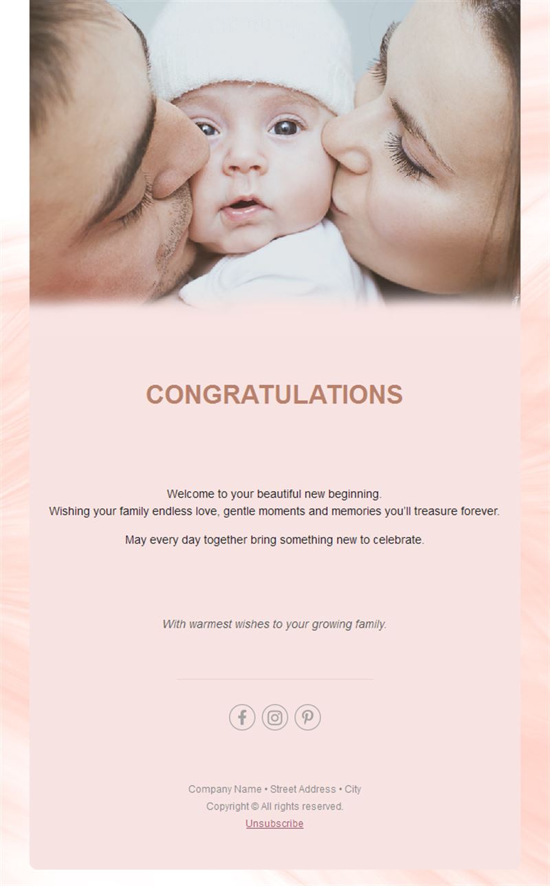 Peach new baby congratulations email