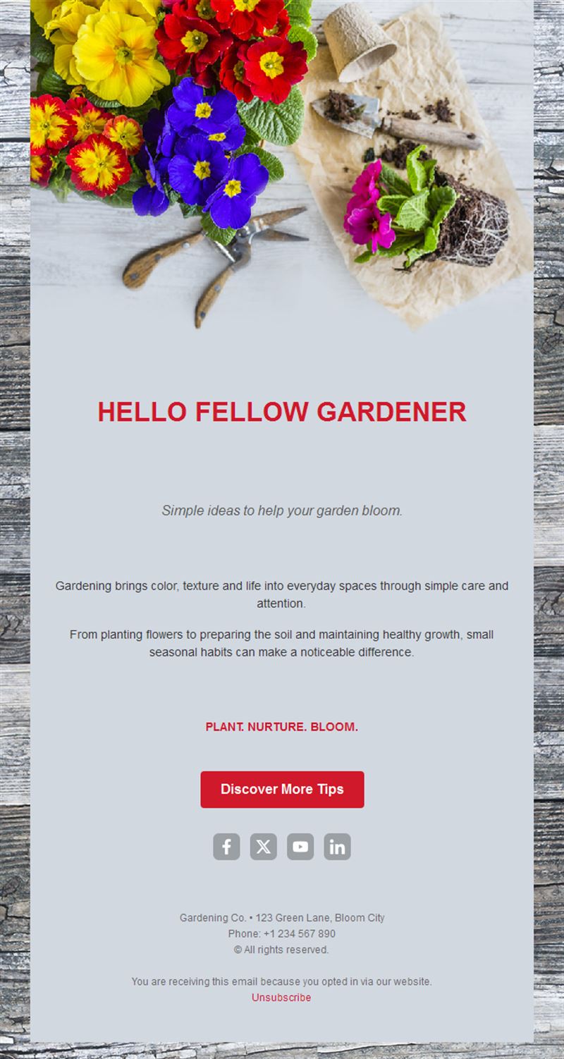 Flower planting email template