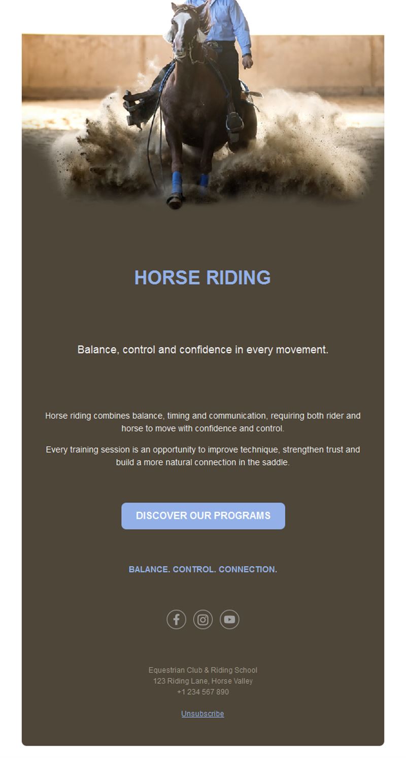 Western horse riding email template