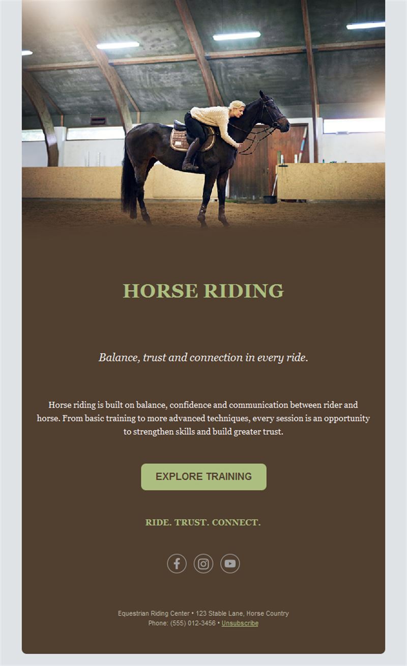 Riding arena training email template